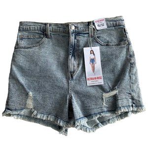 Celebrity Pink Denim Shorts Ultra Hi Rise The Rebel Size 15/32 NWT Distressed Ra